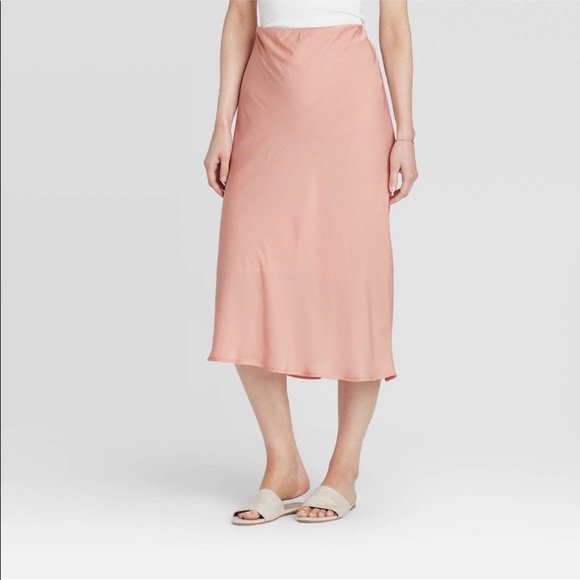 pink satin slip skirt